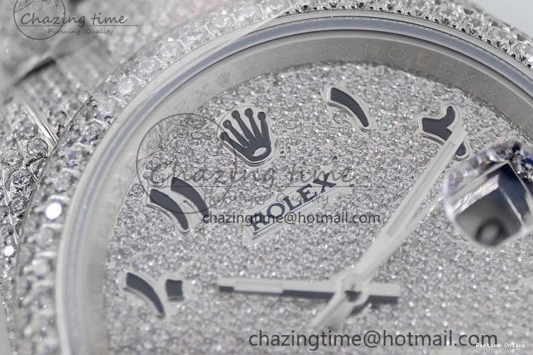 0212 Datejust 41 SS Full Diamonds TWF 1:1 Best Edition Arabic Markers Dial on Bracelet A Sporty 2395